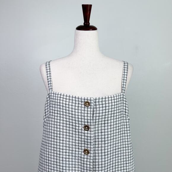 J. Crew Claudia White Plaid Linen Button-Up Mini Dress NWT - Picture 4 of 11